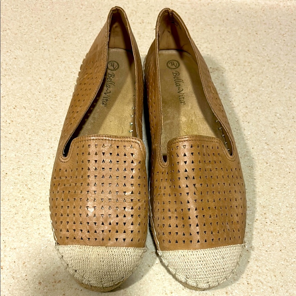 Bella Vita Women's Leather Cut Upper Tan Espadrille.